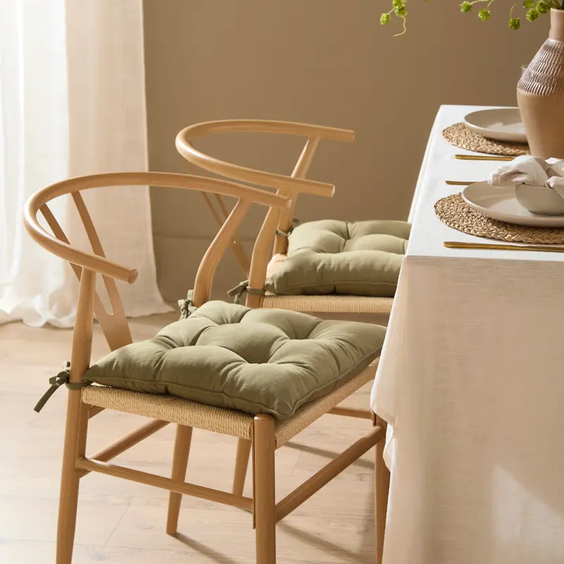 Slub Cotton 2 Pack Seat Pads Moss 1