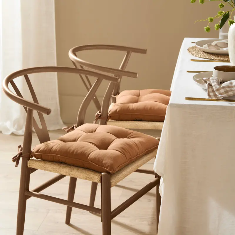 Slub Cotton 2 Pack Seat Pads Toffee 1