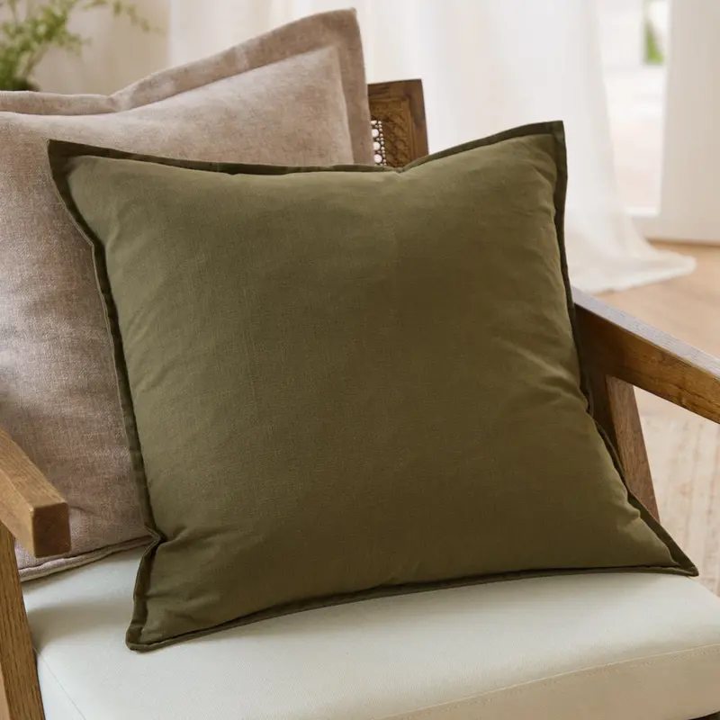 Slub Cotton Cushion Lichen 1