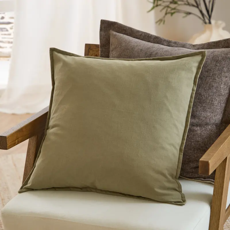 Slub Cotton Cushion Moss 1