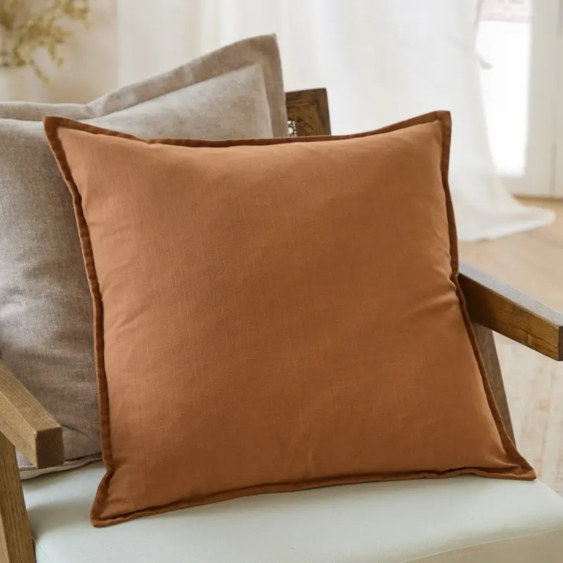 Slub Cotton Cushion Toffee 1