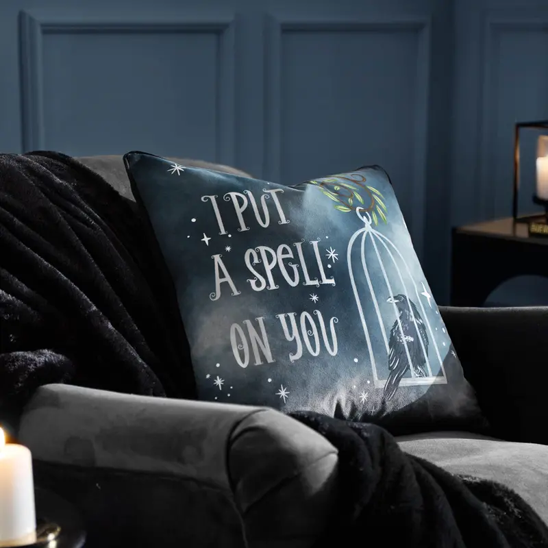 Spell On You Velvet Piped Cushion Black 1