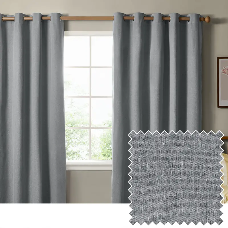The Ultimate Blackout Textured Woven Eyelet Curtains Denim 1