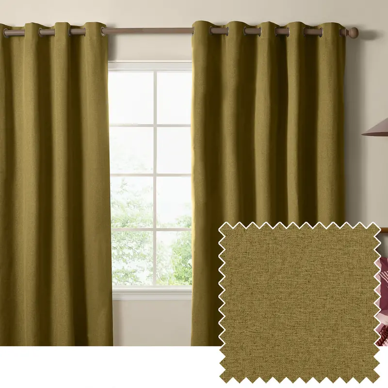 The Ultimate Blackout Textured Woven Eyelet Curtains Forest 1