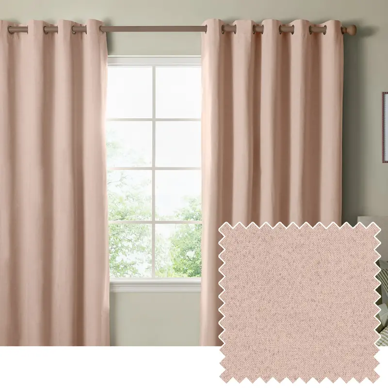 The Ultimate Blackout Textured Woven Eyelet Curtains Pink 1