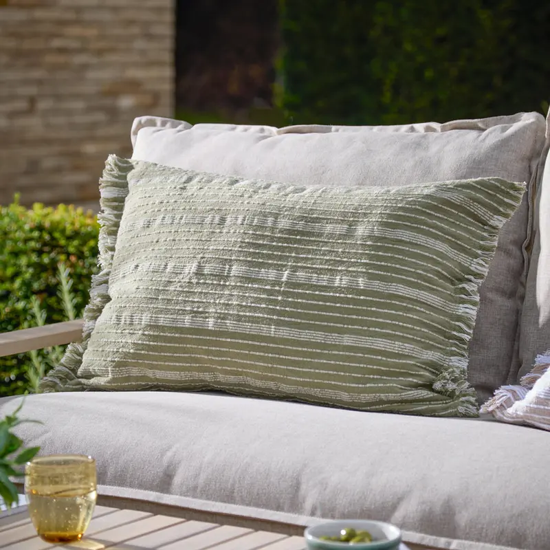 Tide Textured Stripe Outdoor Cushion Moss 1