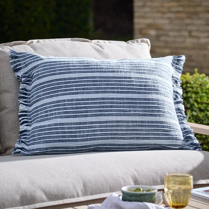 Tide Textured Stripe Outdoor Cushion Navy 1