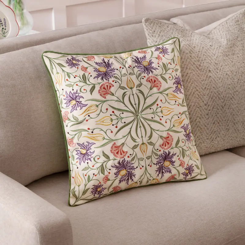 Tilda Embroidered Floral Cushion Multicolour 1