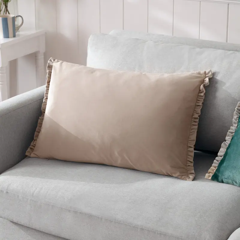 Tilly Velvet Cushion Oyster/Lace 1