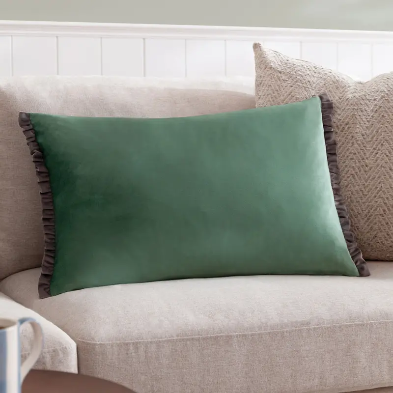 Tilly Velvet Cushion Sage/Grey 1