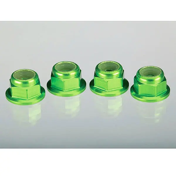 Traxxas 4Mm Aluminum Flanged Serrated Nuts (Green) 1