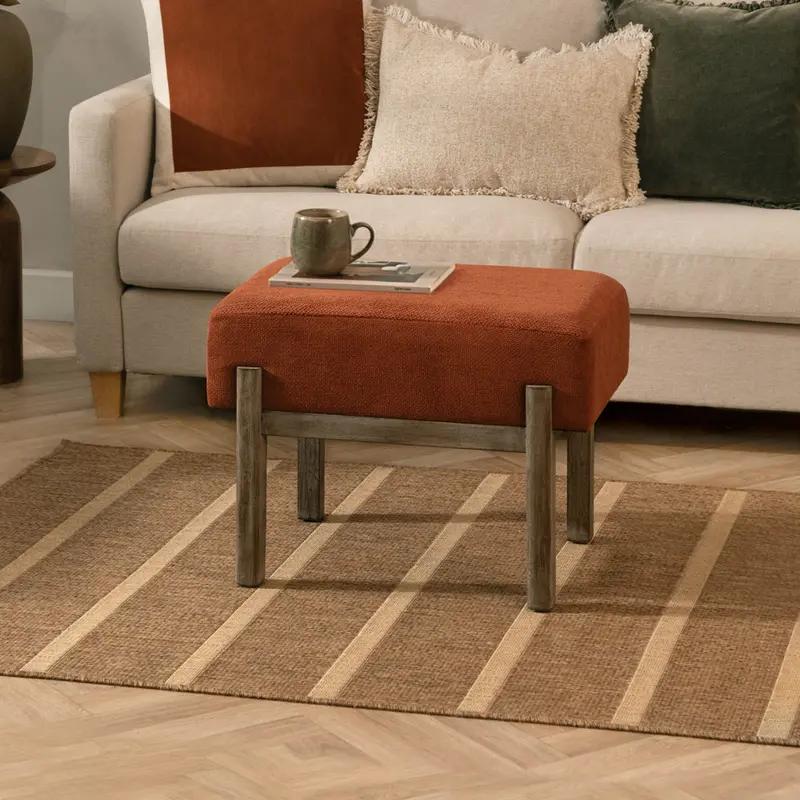 Trenton Wooden Footstool Pecan 1
