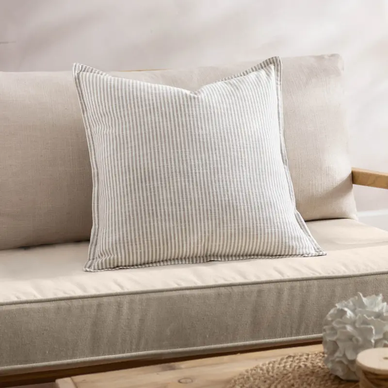 Truro Striped 100% Cotton Cushion Natural 1