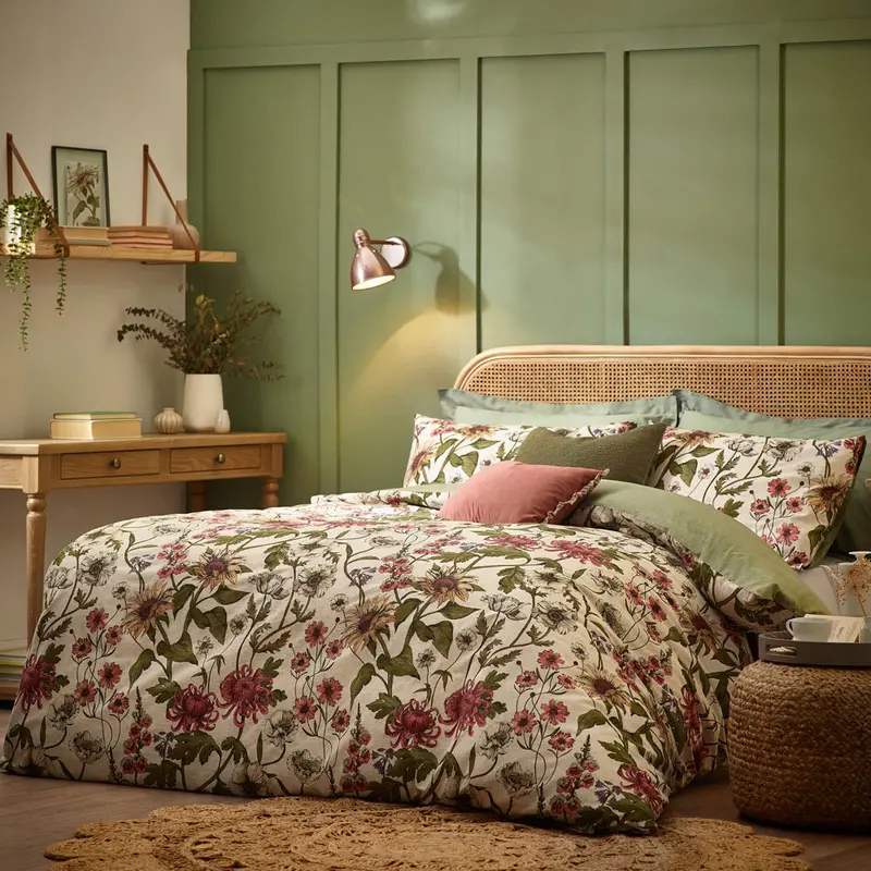 Wallflower Botanical Duvet Cover Set Natural 1