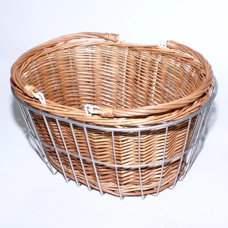 Wicker And Wire Bicycle Front Basket Set 1