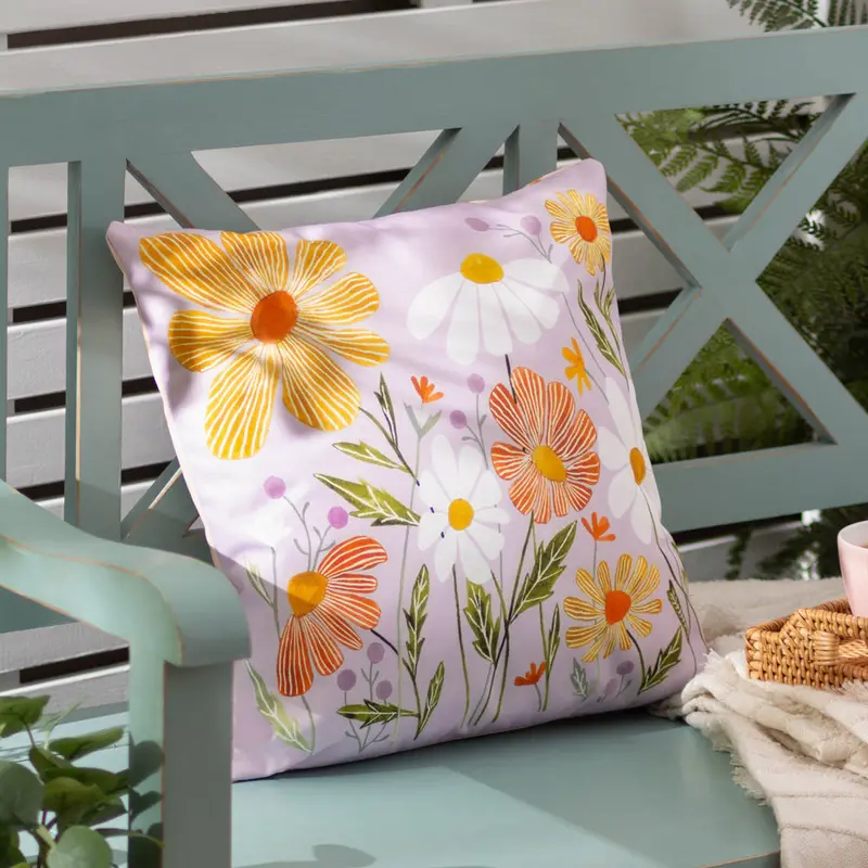 Wildflowers Outdoor Cushion Lilac/Peach 1