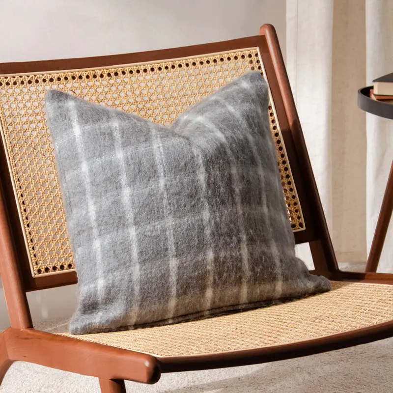 Yarrow Check Cushion Flint Grey 1
