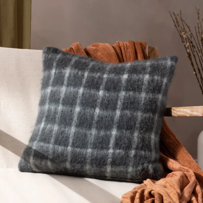 Yarrow Check Cushion Storm Grey 1