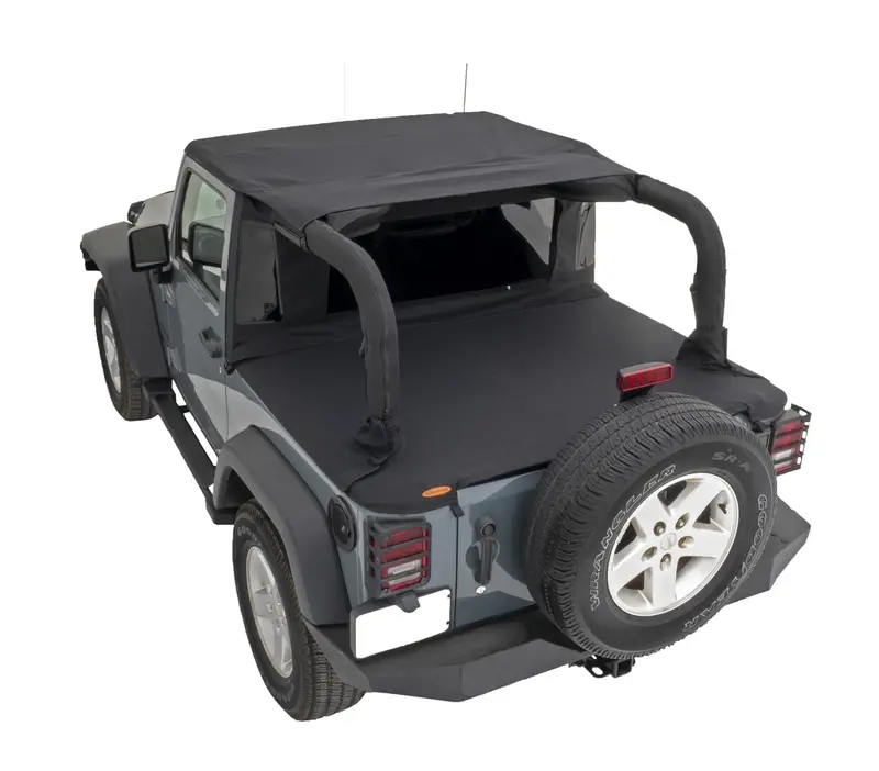 Bushwacker Trailarmor Twill Soft Top – Flat-Back Black Design For Jeep Wrangler 1