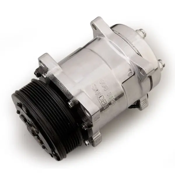 March Performance P413 Sanden-Style A/C Compressor – Chrome-Finished, 508-Series Compatible 1