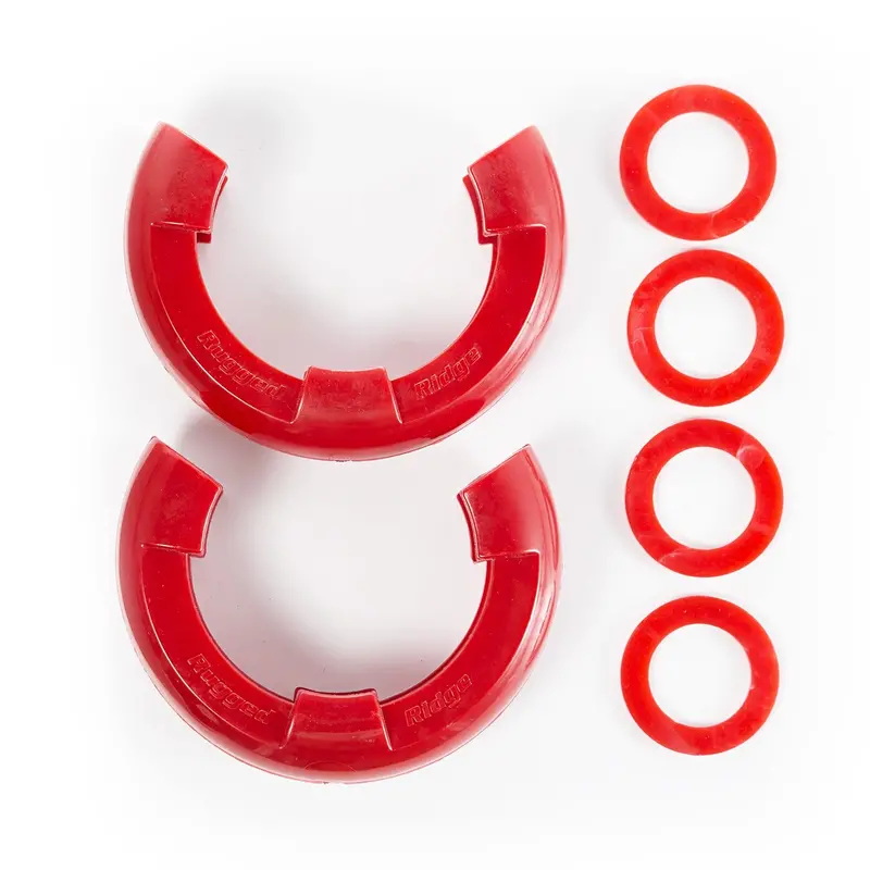 Rugged Ridge D-Ring Isolator Kit – 7/8-Inch Mounting, Red Pair For Noise Reduction 1