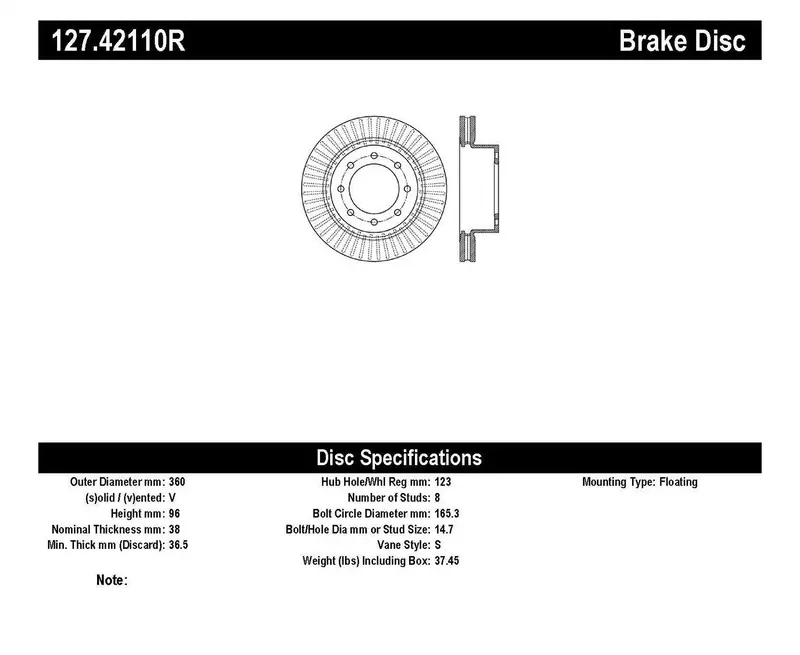 Stoptech Front Right Sport Brake Rotor – Drilled And Slotted Design 1